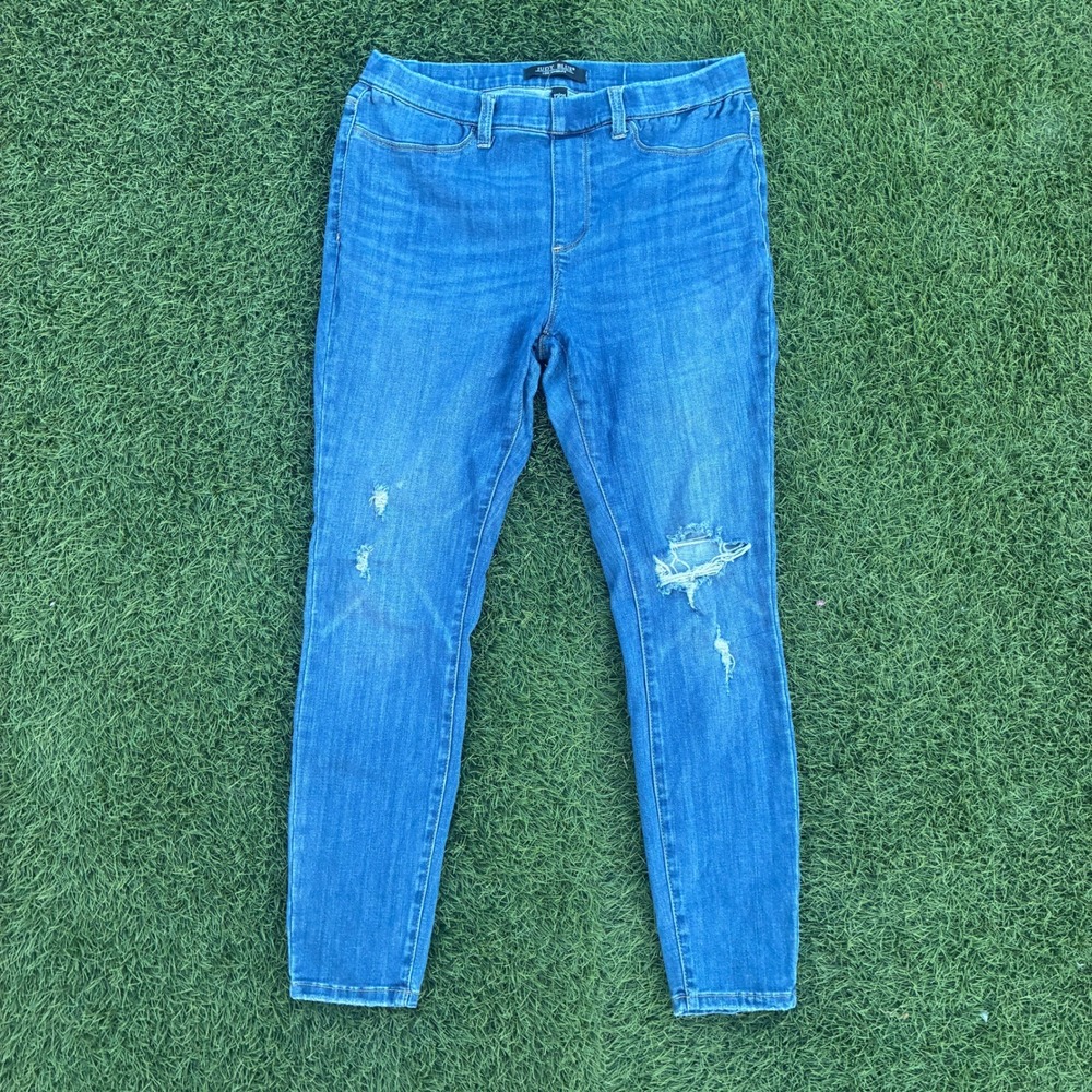 Judy Blue Size 13/31 32x28 Distressed Pull On Skinny Jeggings Jeans Medium Wash